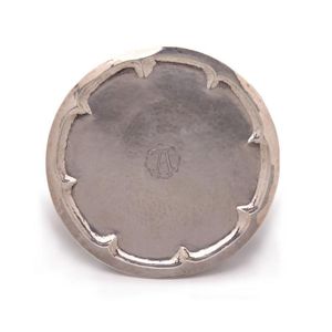 Sterling silver circular salver by Omar Ramsden, with brown…