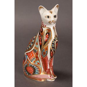 Royal Crown Derby porcelain cat, depicted seated, decorated&hellip;