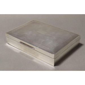 English sterling silver cigarette box, hallmarked Birmingham,…