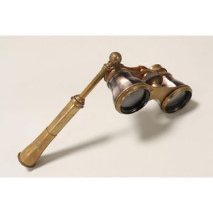Pair of mother of pearl opera glasses, with brass telescopic…