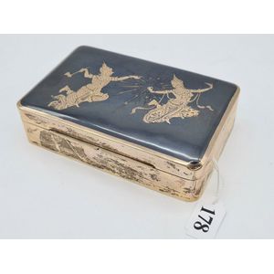 Sterling silver, Thai timber lined cigarette box (small dent to…