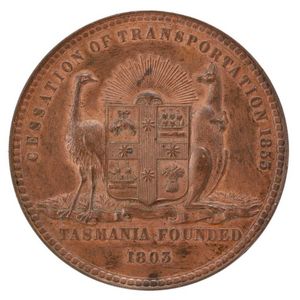 A Victorian cessation of transportation medal dated 1853,…