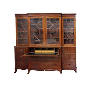 A fine English mahogany breakfront secretaire bookcase, with a&hellip;