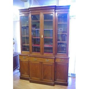 Victorian mahogany breakfront bookcase, with 4 glass doors over&hellip;