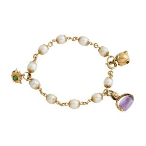 Pearl charm bracelet, property from a prominent European&hellip;