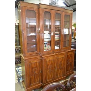 Quality 19th century mahogany breakfront library bookcase of&hellip;