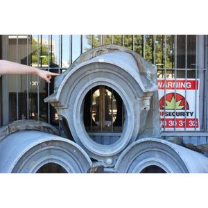 Antique French zinc window surround. Approx 95 cm diameter.