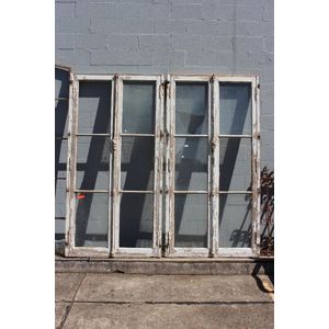 A pair of antique French painted pine double doors glazed…