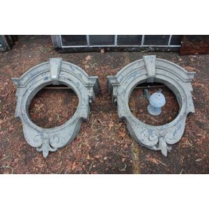 Pair of antique French painted zinc window surrounds, approx…