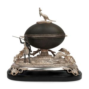 J. Henry Steiner, superb Colonial silver mounted emu egg casket…