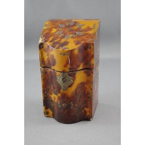 Small antique tortoise shell etui (empty) with inlaid cut steel,…
