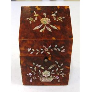 Antique tortoiseshell clad etui case, with inlaid mother of…