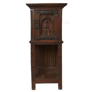 A 19th century Belgium oak communion wine pedestal cabinet, in…