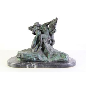 Aritist unknown, after Rodin 'The Kiss', bronze patinated green…