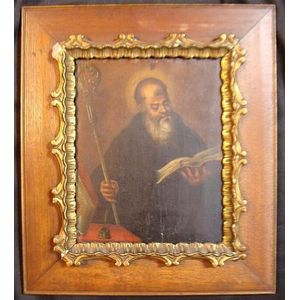 Spanish school portrait of a Saint oil on panel inscribed verso:…