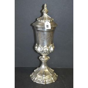 German 800 grade silver lidded chalice with ecclesiastical…