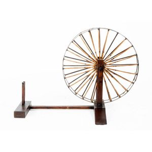 Chinese spinning wheel, timber and bamboo, 20th century. Height…