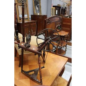 Rare antique 18th century English fruitwood spinning wheel,…