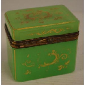 Antique French glass trinket box, with gilded decoration &…