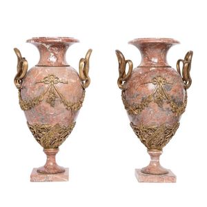 A pair of marble and gilt bronze mounted cassolettes, 20th…