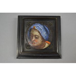 Fine antique early Italian micro mosaic portrait, mounted in a…