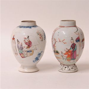 Two early 19th century European porcelain famille rose tea…