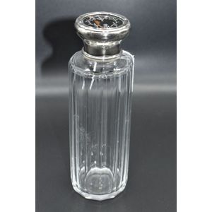 Crystal dressing table jar with sterling silver and tortoise…