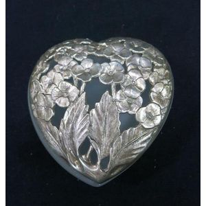 A Christofle, France silver plate & glass heart shaped trinket…