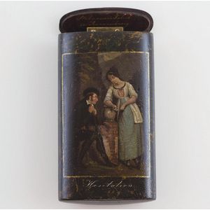 Another Cheroot case as above painted with young woman being…