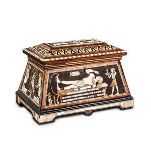An Egyptian revival bone and mother of pearl marquetry inlaid…