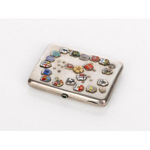 Latvian silver cigarette case c.1930 applied with enamel German…