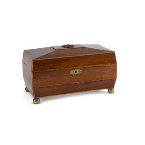 A Regency oak and rosewood tea caddy, English, circa 1810, 18…