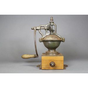Antique French iron & wood Peugeot coffee grinder, 38 cm high,…