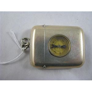 Stirling silver vesta box, plain with compass (brass) inset. By…