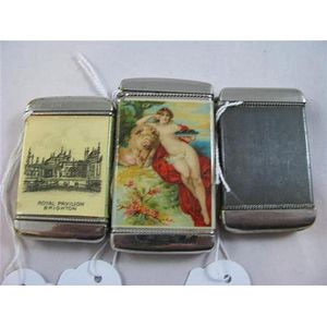 Three, three - piece tin - plate boxes by Whitehead & Borg,…