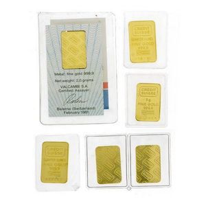 Seven Credit Suissee 999.9 fine gold Ingots, 3 x 5g, 2 x 2.5g,…