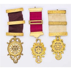 Three sterling silver gilt Masonic breast Jewells by Blashki,…