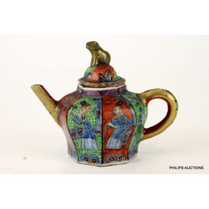 Rare Chinese 19th century antique ceramic sold tea pot