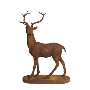 An impressive cast iron sculpture of a standing Stag, French,…