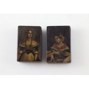 Two early 19th century European fruitwood snuff boxes covers…