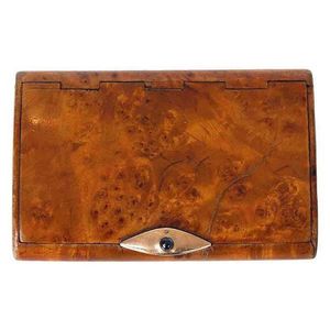 Russian Karelian birch wood table snuff box, with gold and…