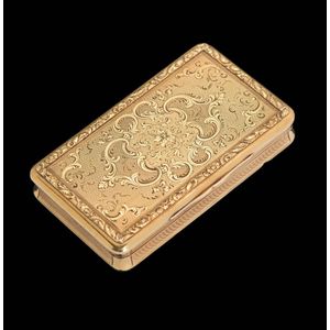 French gold snuff box, late 19th century stamped 'B.F'., 18ct…