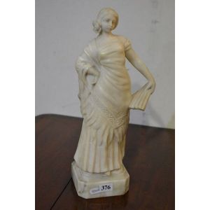 Alabaster Woman with Fan - Figures/Groups - Sculpture/Statuary