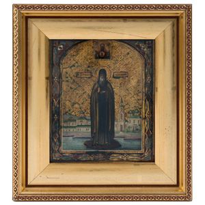 Icon: tempera and gilt on wooden panel in the Palekh style,…