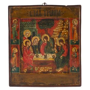 Icon: tempera and gilt on wooden panel, depicting the old…