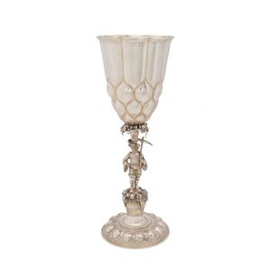 A 16th century style sterling silver lobed chalice with…