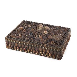 A jewellery box encrusted with shells, starfish and seahorses,…