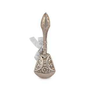 A silver baby rattle with floral decoration, early 20th century,…