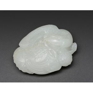 White Jade Phoenix Paperweight, Qing Dynasty - Jade - Oriental