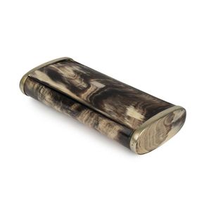 A Georgian table snuff box, horn and metal with silver plaque,…